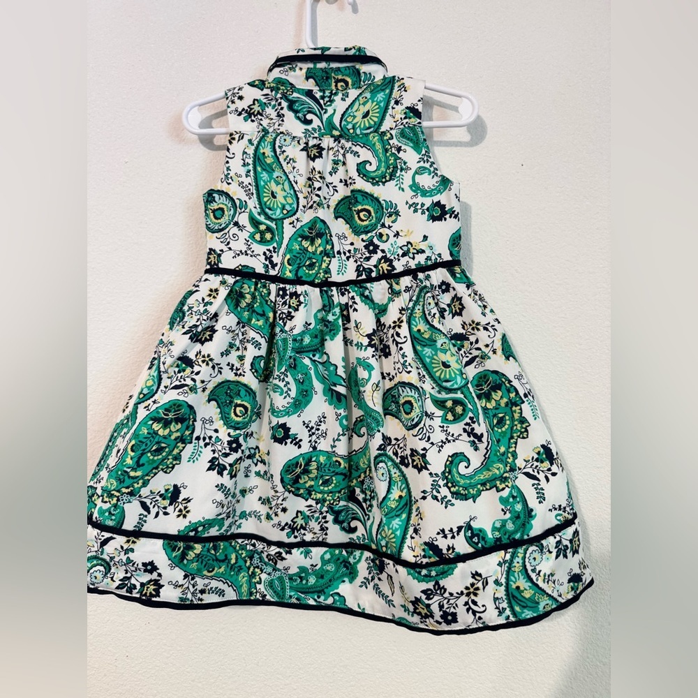 Janie and Jack 18-24 Months Baby Girl Green Floral Paisley Satin Dress - Picture 4 of 6